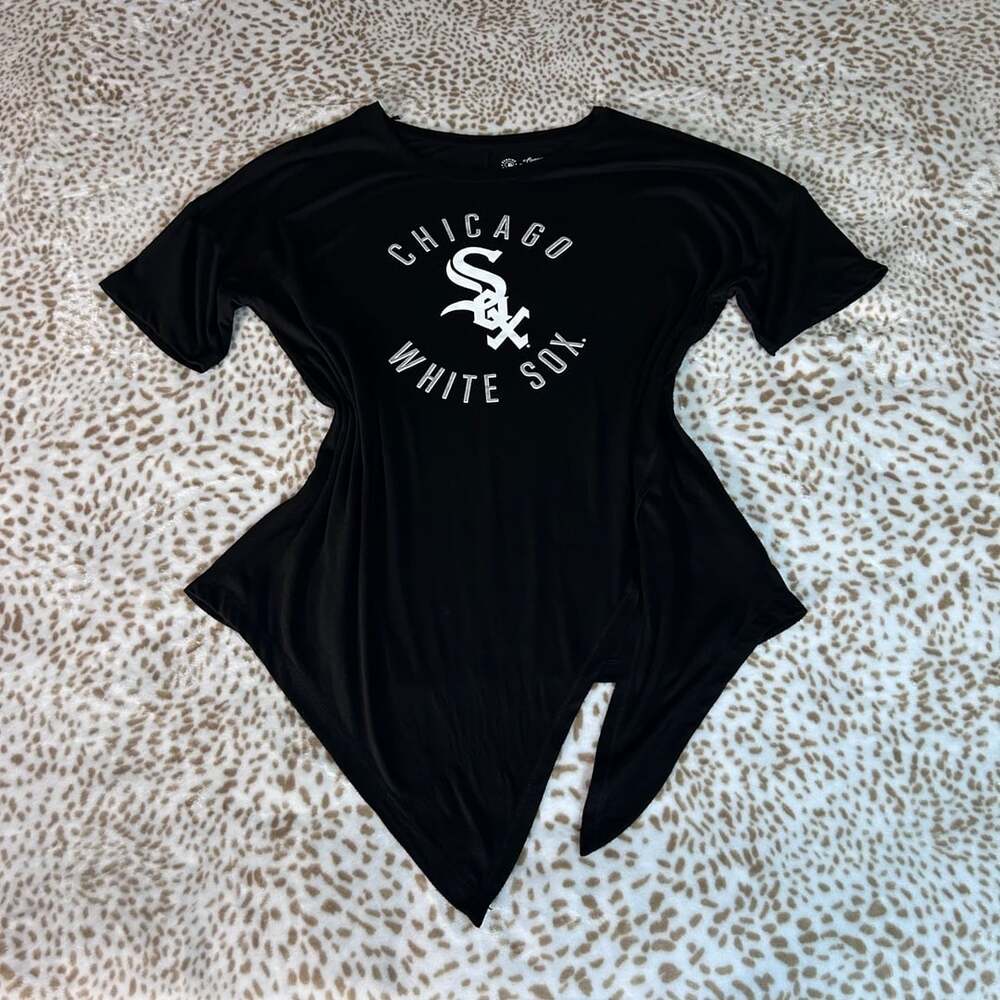 Campus Lifestyle Chicago White Sox T-Shirt Size L Black Front Tie Hem
